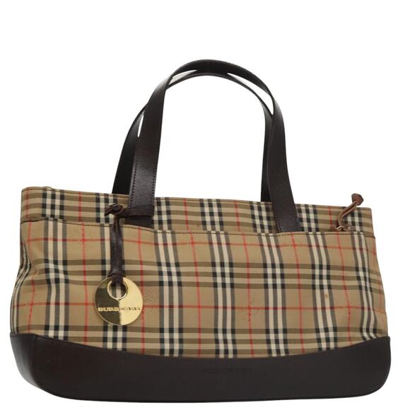 Burberry Nova Check Hand Bag Canvas Black Beige - Picture 1 of 16